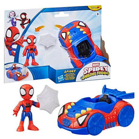 Véhicule Arachno-Bolide de Spidey avec Figurine de 7,5 cm et Accessoire, Jouets pour Enfants, des 3 Ans, Spidey et Ses Amis Extraord