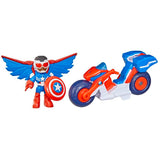 Figurine Captain America : Sam Wilson de 7,5 cm et véhicule Super Moto, Jouets de Super-héros, des 3 ans, Iron Man et Ses Amis Extra