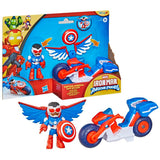 Figurine Captain America : Sam Wilson de 7,5 cm et véhicule Super Moto, Jouets de Super-héros, des 3 ans, Iron Man et Ses Amis Extra