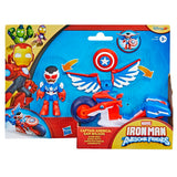 Figurine Captain America : Sam Wilson de 7,5 cm et véhicule Super Moto, Jouets de Super-héros, des 3 ans, Iron Man et Ses Amis Extra