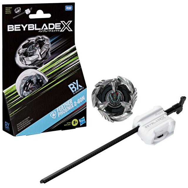 Beyblade X Starter Pack Feather Phoenix 2-60N BX, toupie Takara Tomy de type défense avec lanceur, toupies de compétition, des 8 ans