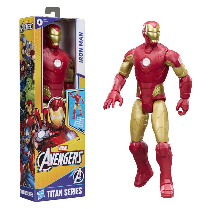 Figurine Iron Man 30 cm, Titan Series, 11 points d'articulation, jouets de super-héros pour enfants, Marvel Avengers, des 4 ans