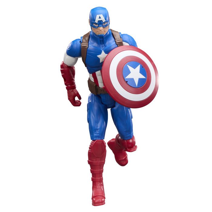 Figurine Captain America 30 cm, Titan Series, 11 points d'articulation, jouets de super-héros pour enfants, Marvel, des 4 ans