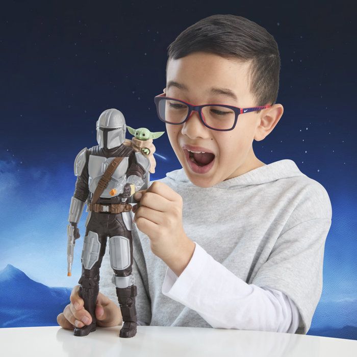 Figurine Mandalorien de 28 cm avec effets sonores, jouets interactifs Star Wars The Mandalorian & Grogu, des 4 ans