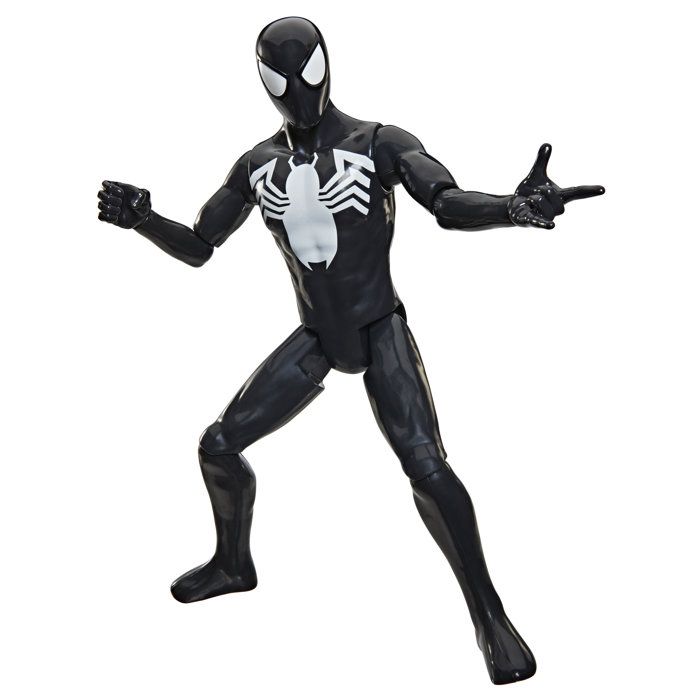 Figurine Spider-Man en costume noir 30 cm deluxe, Titan Series, jouets de super-héros pour enfants, Marvel Spider-Man, des 4 ans
