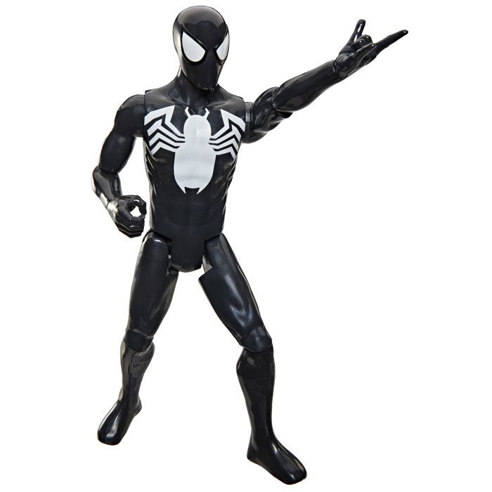 Figurine Spider-Man en costume noir 30 cm deluxe, Titan Series, jouets de super-héros pour enfants, Marvel Spider-Man, des 4 ans