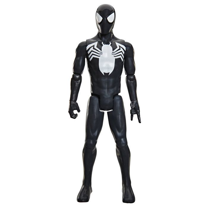 Figurine Spider-Man en costume noir 30 cm deluxe, Titan Series, jouets de super-héros pour enfants, Marvel Spider-Man, des 4 ans