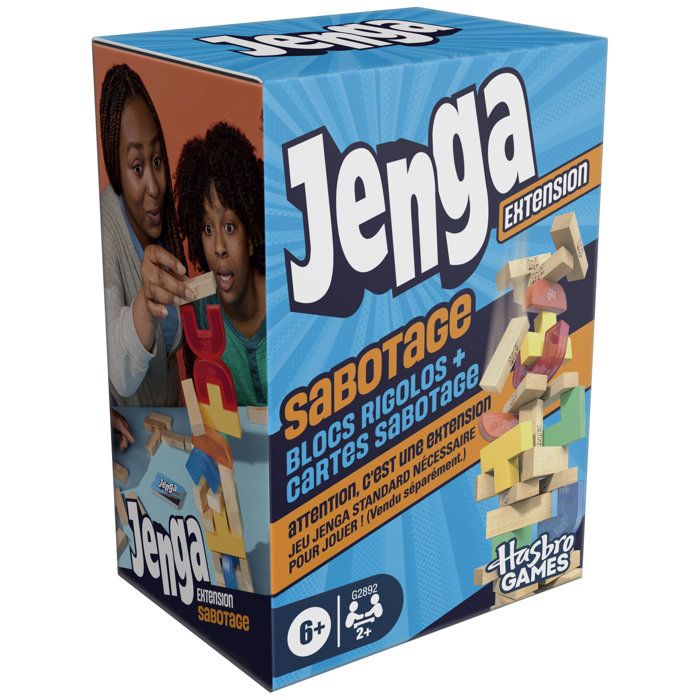 Jenga Sabotage pack d'extension, Jeu d'ambiance, Hasbro Games, des 6 ans