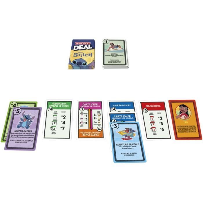 Monopoly Deal Stitch, Jeu de cartes rapide 15 min, Hasbro Games, Des 8 ans