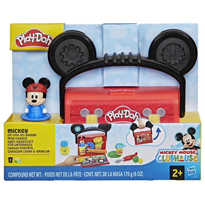 Play-Doh Disney Junior Mon Garage avec Mickey Mouse, Coffret de pâte a modeler, Loisirs créatifs, Jouets préscolaires, des 2 ans