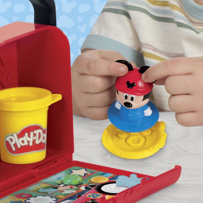 Play-Doh Disney Junior Mon Garage avec Mickey Mouse, Coffret de pâte a modeler, Loisirs créatifs, Jouets préscolaires, des 2 ans