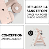 Chaise haute - HAUCK - BETA+ - Evolutive - De 6 mois a 90 kg - Bois FSC - Harnais 5 points - Roulettes - Whitewashed
