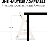 Chaise haute - HAUCK - BETA+ - Evolutive - De 6 mois a 90 kg - Bois FSC - Harnais 5 points - Roulettes - Blanc