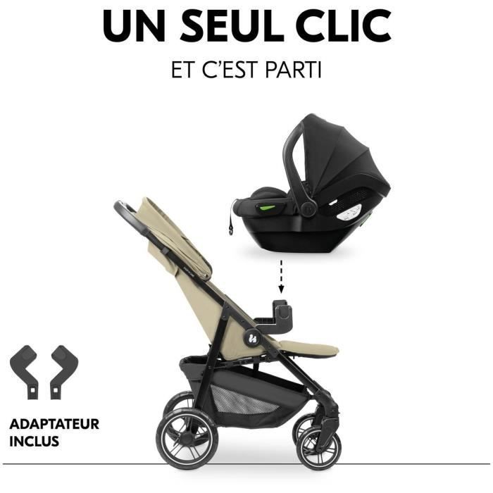 HAUK - Ensemble de voyage 2-en-1 Shop N Care - Poussette + Siege auto + adaptateurs - 4 roues - Olive