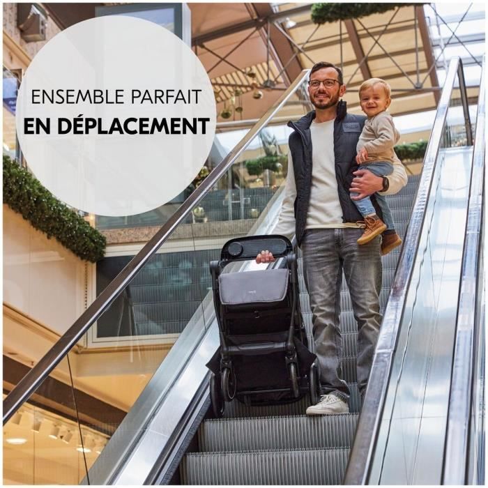 HAUK - Ensemble de voyage 2-en-1 Shop N Care - Poussette + Siege auto + adaptateurs - 4 roues - Olive