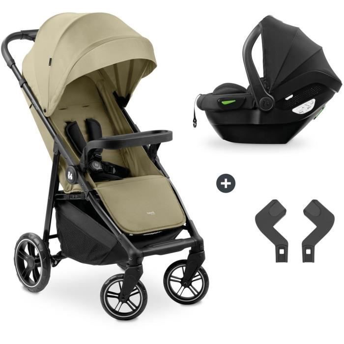 HAUK - Ensemble de voyage 2-en-1 Shop N Care - Poussette + Siege auto + adaptateurs - 4 roues - Olive