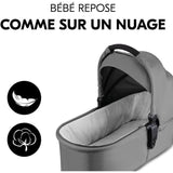HAUK - Ensemble de voyage 3-en-1 Shop N Care Trio - Poussette + Nacelle + Siege auto + adaptateurs - 4 roues - Gris
