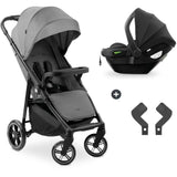 HAUK - Ensemble de voyage 2-en-1 Shop N Care - Poussette + Siege auto + adaptateurs - 4 roues - Gris