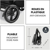 HAUK - Ensemble de voyage 2-en-1 Shop N Care - Poussette + Siege auto + adaptateurs - 4 roues - Gris