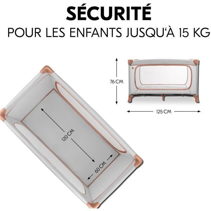 Lit de voyage - HAUCK - DREAM N PLAY PLUS - 60 x 120 cm - Des la naissance - Pliable - Dusty Cork