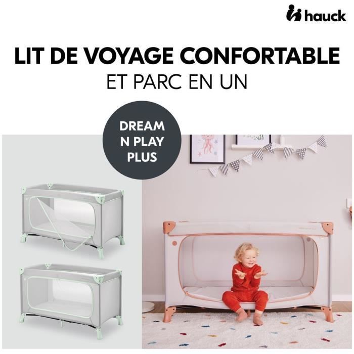 Lit de voyage - HAUCK - DREAM N PLAY PLUS - 60 x 120 cm - Des la naissance - Pliable - Dusty Mint