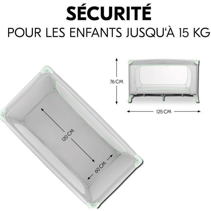 Lit de voyage - HAUCK - DREAM N PLAY PLUS - 60 x 120 cm - Des la naissance - Pliable - Dusty Mint