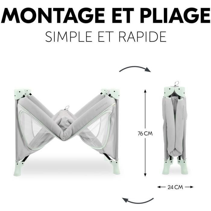 Lit de voyage - HAUCK - DREAM N PLAY PLUS - 60 x 120 cm - Des la naissance - Pliable - Dusty Mint