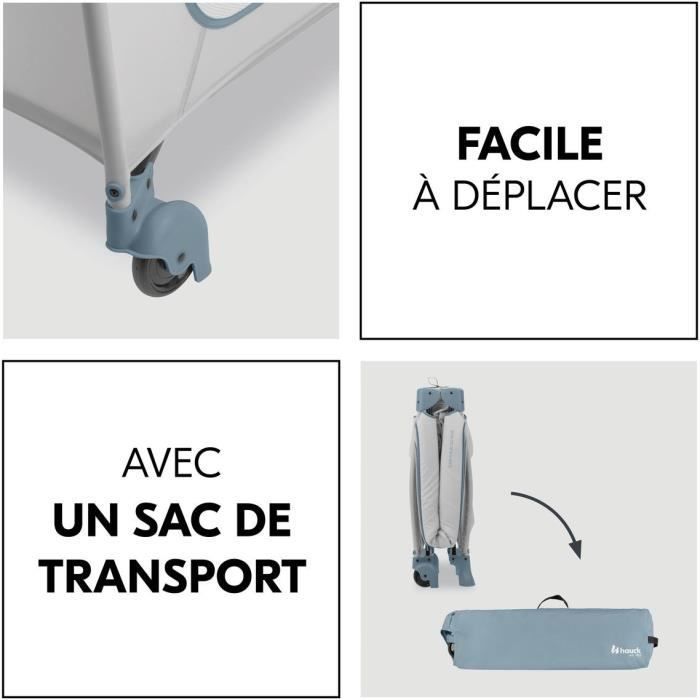 Lit de voyage - HAUCK - SLEEP N PLAY GO PLUS - 60 x 120 cm - Des la naissance - Pliable - Roulettes - Dusty Bleu