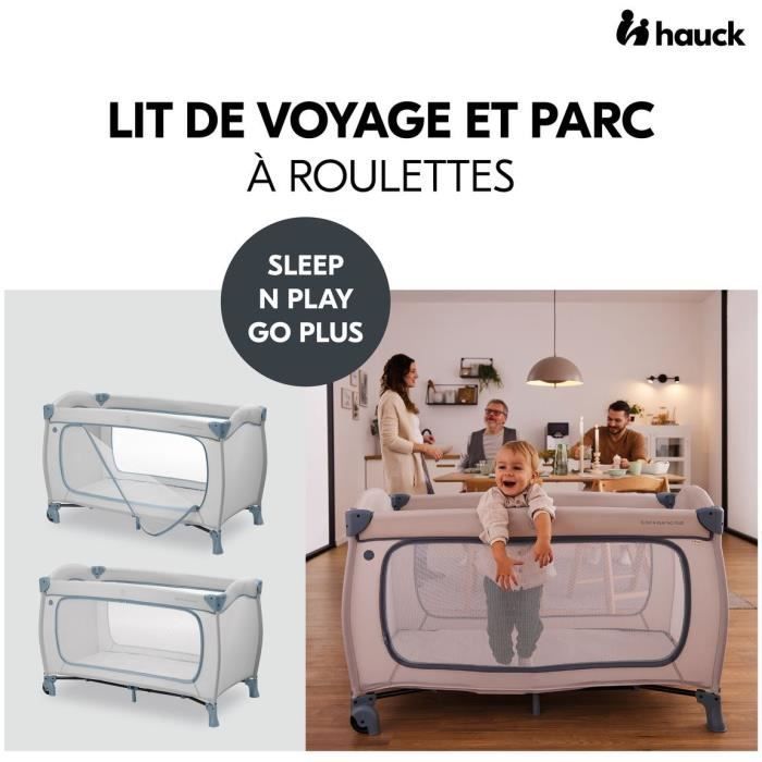 Lit de voyage - HAUCK - SLEEP N PLAY GO PLUS - 60 x 120 cm - Des la naissance - Pliable - Roulettes - Dusty Bleu