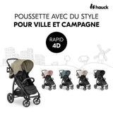 HAUCK - Poussette tout terrain - RAPID 4D - Pliage a 1 main - 4 roues - Jungle