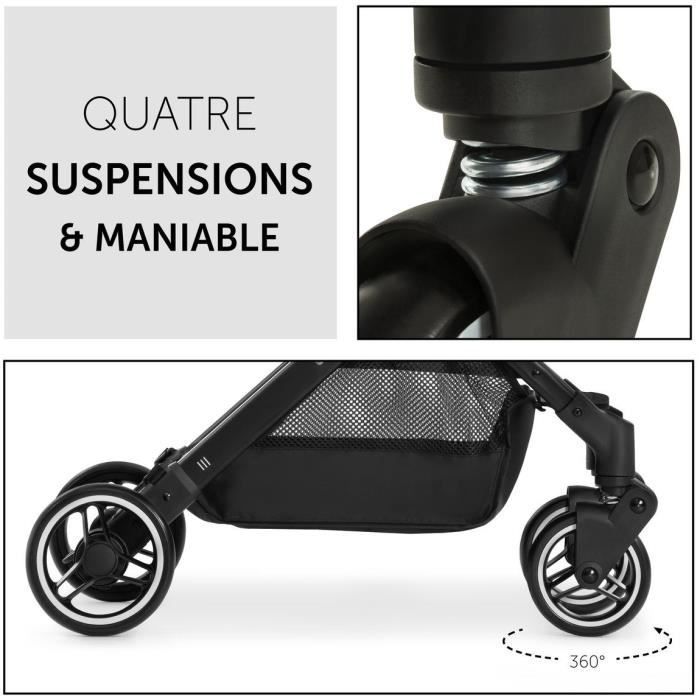 HAUCK - Poussette compacte - TRAVEL N CARE - 4 roues - Pliage a 1 main - Noir