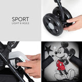 HAUCK - Poussette canne - SPORT - Pliable & inclinable - Capote Pare-Soleil - 4 roues - Mickey Stars
