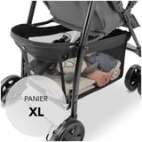 HAUCK - Poussette canne - SPORT - Pliable & inclinable - Capote Pare-Soleil - 4 roues - Gris