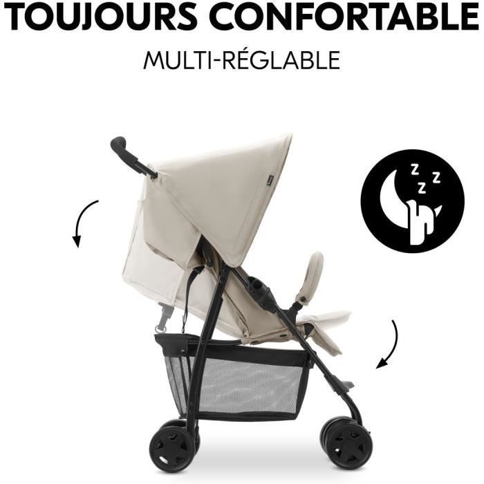 HAUCK - Poussette canne - SPORT - Pliable & inclinable - Capote Pare-Soleil - 4 roues - Beige