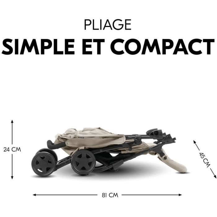 HAUCK - Poussette canne - SPORT - Pliable & inclinable - Capote Pare-Soleil - 4 roues - Beige