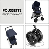 HAUCK - Poussette canne - SPORT - Pliable & inclinable - Capote Pare-Soleil - 4 roues -Bleu