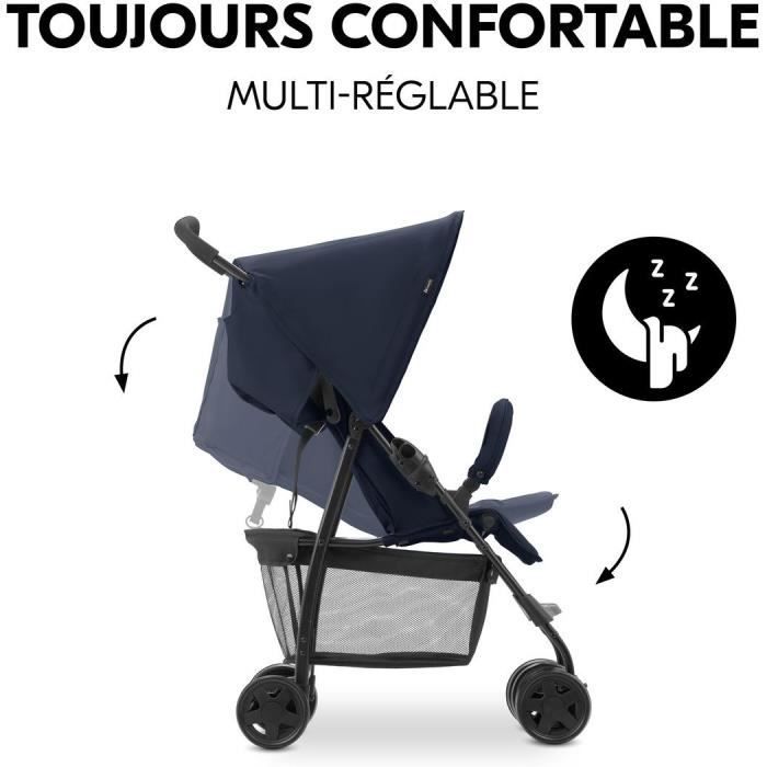 HAUCK - Poussette canne - SPORT - Pliable & inclinable - Capote Pare-Soleil - 4 roues -Bleu