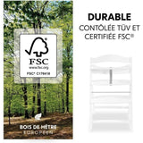 Chaise haute - HAUCK - ALPHA+B - Evolutive - De 6 mois a 90 kg - Bois FSC - Harnais 5 points - Blanc