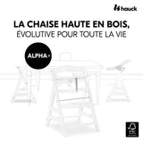 Chaise haute - HAUCK - ALPHA+B - Evolutive - De 6 mois a 90 kg - Bois FSC - Harnais 5 points - Blanc
