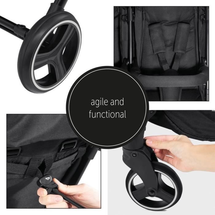 HAUCK - Poussette double - SWIFT X DUO - 4 roues - Pliage a 1 main - Noir