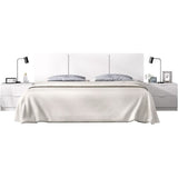 Tete de lit avec chevets intégrés - HAVANA - Blanc - 256,8 x 34,2 x 96 cm