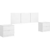 Tete de lit avec chevets intégrés - HAVANA - Blanc - 256,8 x 34,2 x 96 cm
