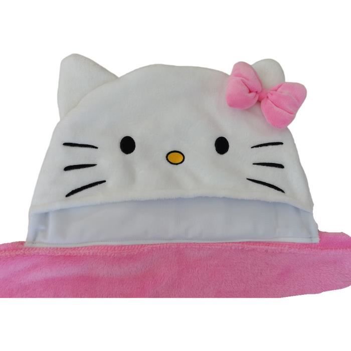 Plaid polaire a capuche 3D - HELLO KITTY - Rose - 120 x 150 cm