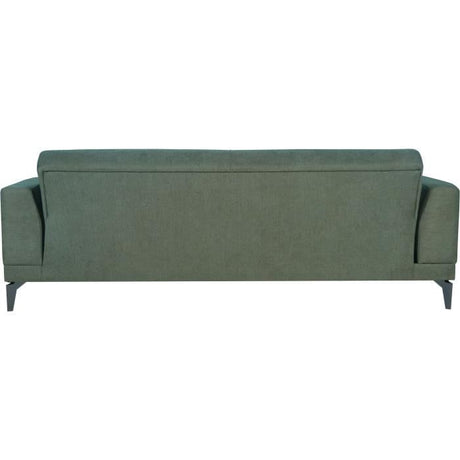 Canapé convertible 3 places  - HENRY - Tissu vert foncé - 3 coussins - coffre de rangement -  234 x 85 x 84 cm