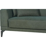 Canapé convertible 3 places  - HENRY - Tissu vert foncé - 3 coussins - coffre de rangement -  234 x 85 x 84 cm