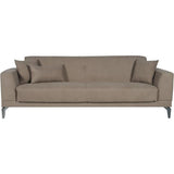 CanapÈ convertible 3 places  - HENRY - Tissu marron - 3 coussins - coffre de rangement -  234 x 85 x 84 cm