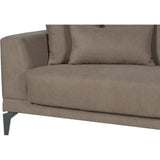 CanapÈ convertible 3 places  - HENRY - Tissu marron - 3 coussins - coffre de rangement -  234 x 85 x 84 cm