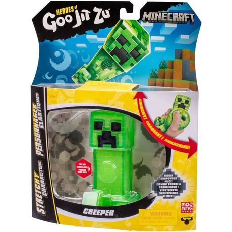 Figurine extensible - GOO JIT ZU - Minecraft Creeper - 11 cm - Texture élastique - Extensible 3x