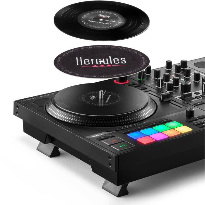 HERCULES DJCONTROL INPULSE T7 - Contrôleur DJ motorisé noir avec deux platines