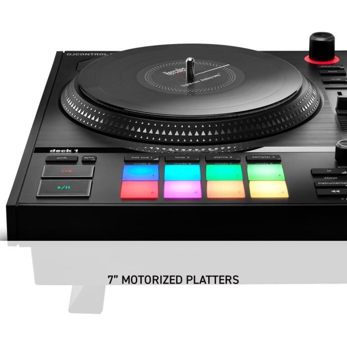 HERCULES DJCONTROL INPULSE T7 - Contrôleur DJ motorisé noir avec deux platines